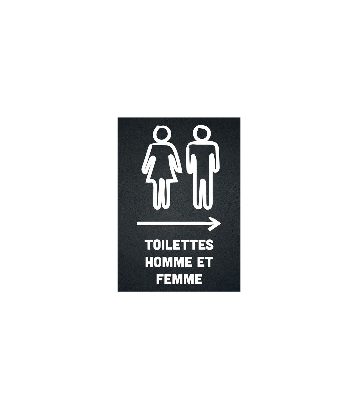 Sticker autocollant TOILETTES HOMME ET FEMME flèche droite format A5