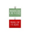 Panneau "Ouvert - Fermé" en PVC format A5 avec fixation ventouse (fond pastel)