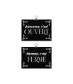 Panneau "Ouvert - Fermé" en PVC format A4 avec fixation ventouse (fond noir)